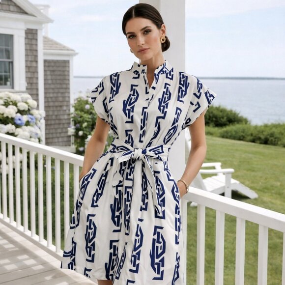 Finley Dresses & Skirts - Finley Blue Cotton Shirt Dress Small Coastal Hamptons Preppy Luxury